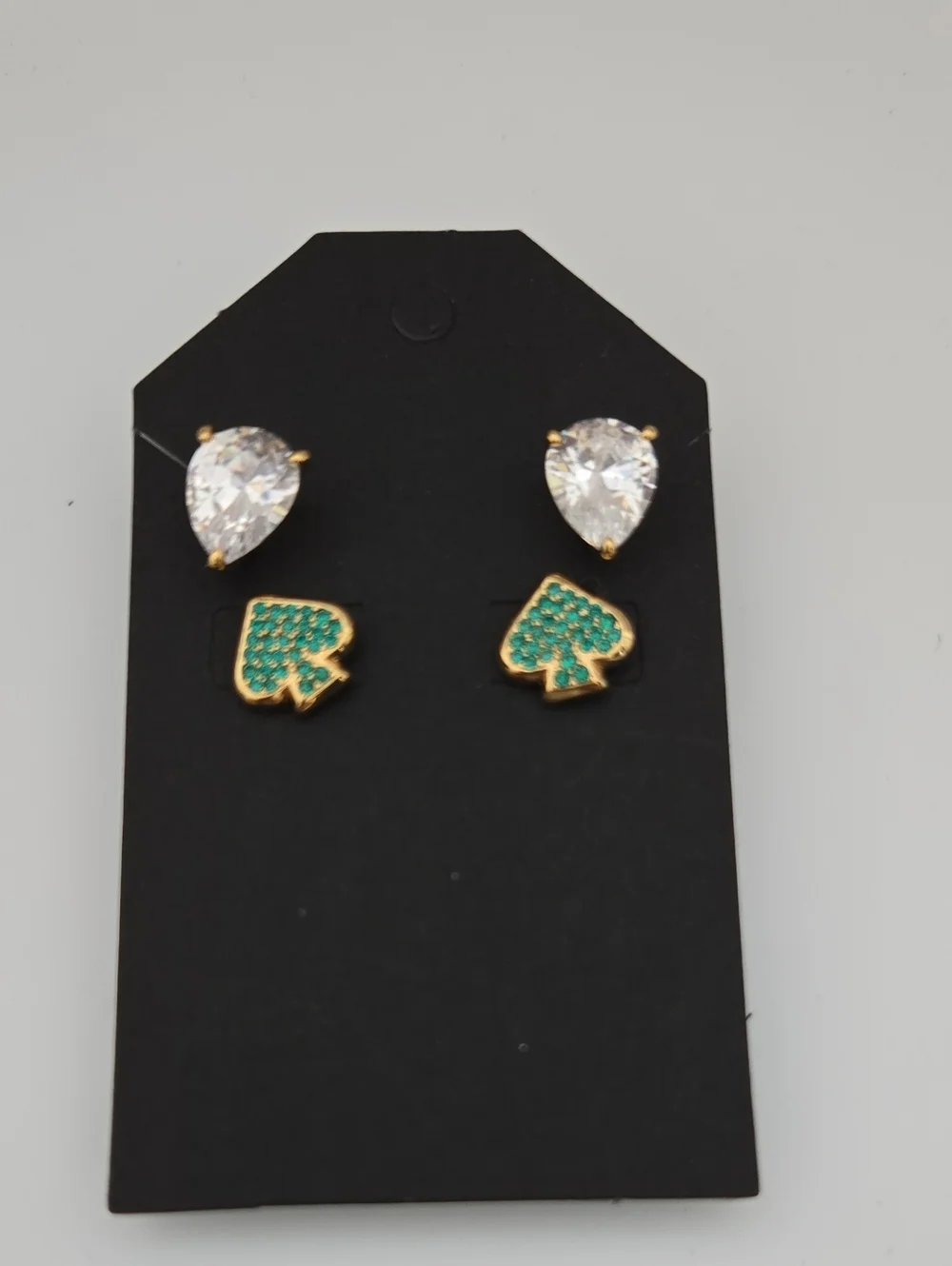 Kate Spade Green Spade & Clear Teardrop Stud Earring